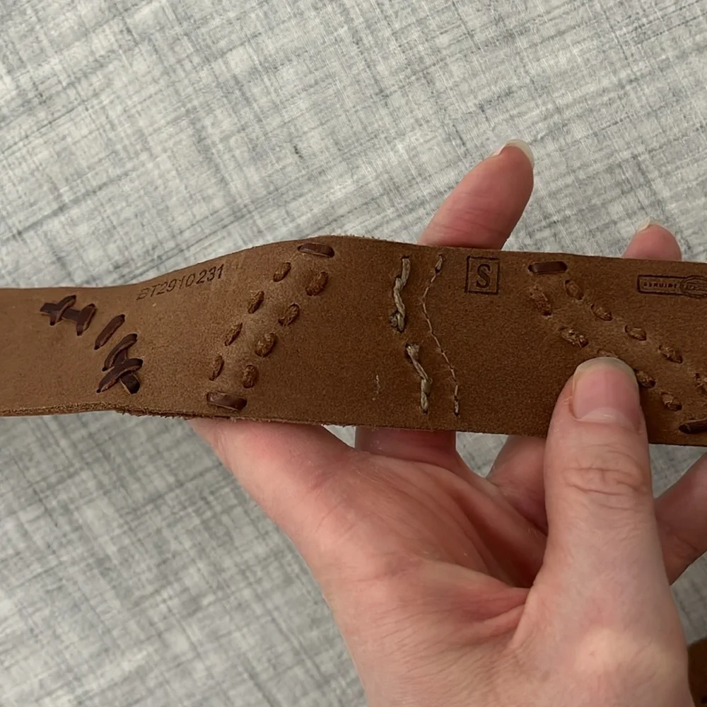 Vintage Y2K Fossil suede and leather patch belt with animal print